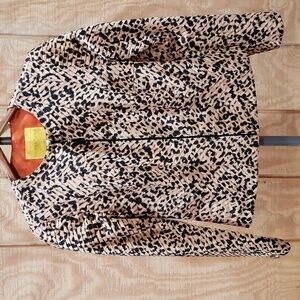 Flores & Flores Designer Black Tan Pleated Print Jacket Set Size 6